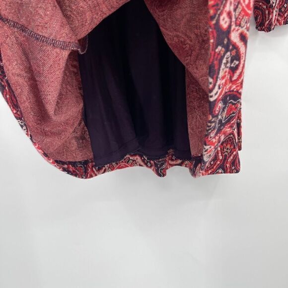 Maeve By Anthropologie Womens Red Paisley V Neck Wrap Midi Belted Dress Medium - Picture 6 of 9